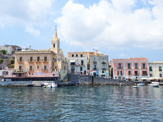 Shot of Lipari's Marina Corta from boat during a sunny day