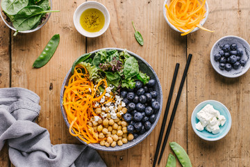 Buddha bowl salad with fresh vegetables