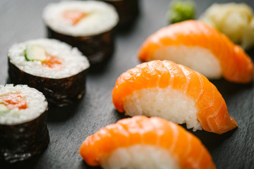 Macro shot of fresh made sushi