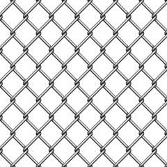Fototapeta premium Chain link fence. Steel wire mesh on white background.