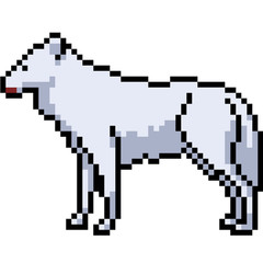vector pixel art white wolf