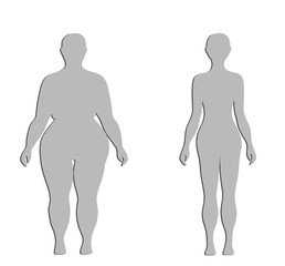 silhouettes of a thick and normal female figure. vector illustration.
