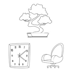 Vector illustration of furniture and work symbol. Set of furniture and home vector icon for stock.