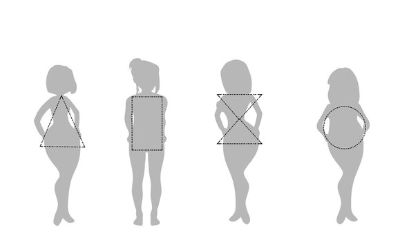 silhouettes of women with different types of figures. vector illustration.