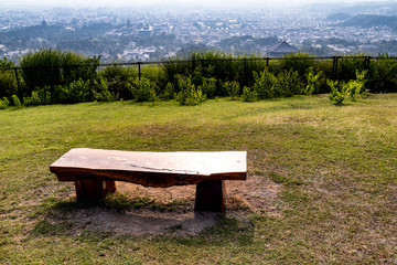 bench on mountain hill