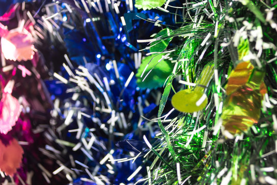 Close-up Of The Green Tassel Of Christmas Tree