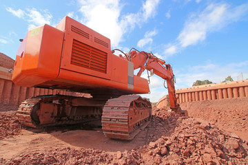 Digger on a road construction site