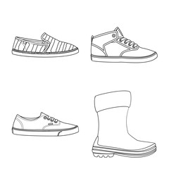 Isolated object of man and foot symbol. Collection of man and wear stock vector illustration.