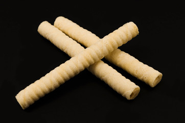 Waffles on a black background