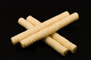 Waffles on a black background