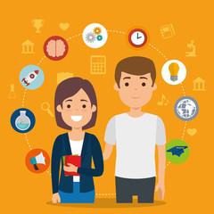 group of students with online education