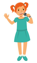 Happy Young Girl Singing at the party