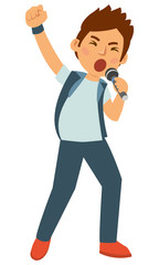 Young Boy Singing Rock music at the party