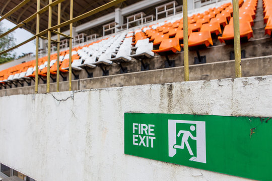 Fire Exit Sign In The Stadium