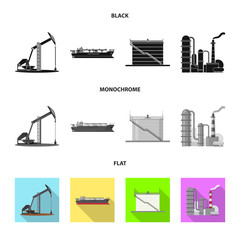 Vector design of oil and gas symbol. Collection of oil and petrol stock vector illustration.