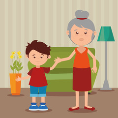 grandmother with grandson in the livingroom