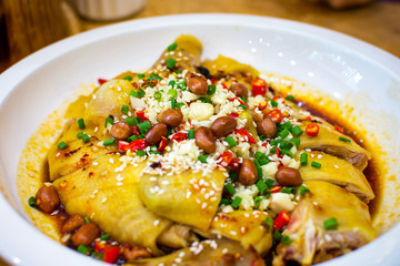 Chinese chicken salad with various ingredients