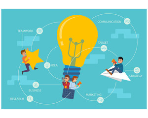 Vector illustration of people with startup design and they know a way to success in business
