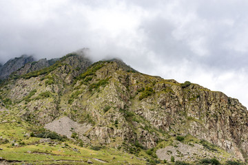 Fototapeta na wymiar Beautiful landscapes with high mountains of Georgia, altitude above sea level 2000m