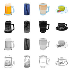 Isolated object of drink and bar logo. Set of drink and party stock vector illustration.