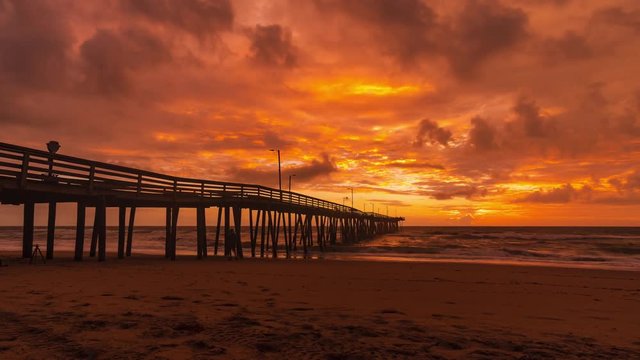 Sunrise at the Virginia Beach Fishing Pier.