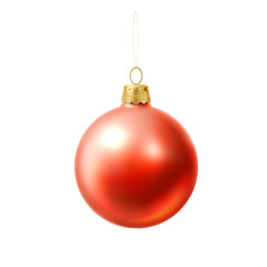 Vector christmas tree ball red realistic toy