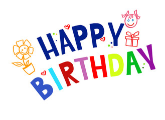 Happy Birthday text. Happy Birthday card/invitation/banner template. Birthday background. Happy Birthday lettering typography poster..JPEG file