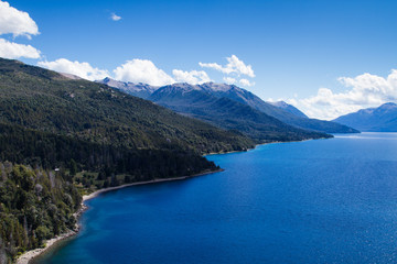 Fototapeta na wymiar Aerial view of Traful lake in Neuquén province, Patagonia Argentina