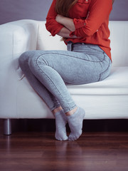 Woman wearing tight skinny blue jeans