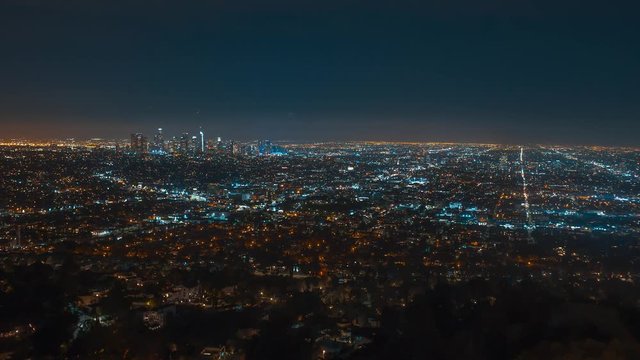 Los Angeles city. Timelapse at night