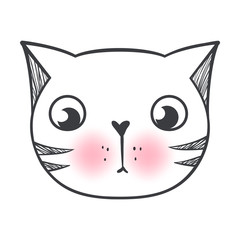 Vector cute fashion cat. Stylish kitten. Doodle Kitty.