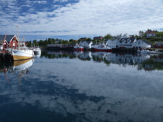 Lofoten village with boats