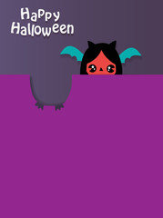 Happy Halloween, poster template. Funny Monster Vector illustration.