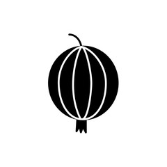 Black & white vector illustration of gooseberry. Flat icon of fresh berry. Vegan & vegetarian food. Health eating ingredient. Isolated object