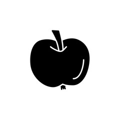 Black & white vector illustration of apple. Flat icon of fresh fruit. Vegan & vegetarian food. Health eating ingredient. Isolated object