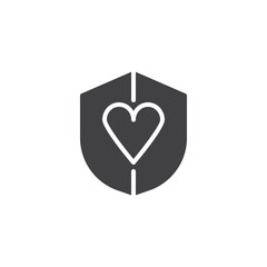 Shield with heart vector icon. filled flat sign for mobile concept and web design. healthcare simple solid icon. Symbol, logo illustration. Pixel perfect vector graphics