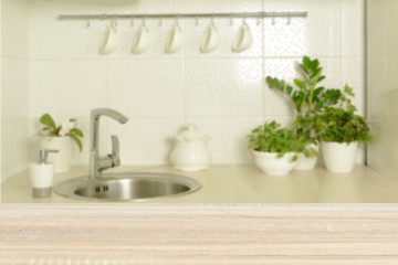 Table top and blur interior of background