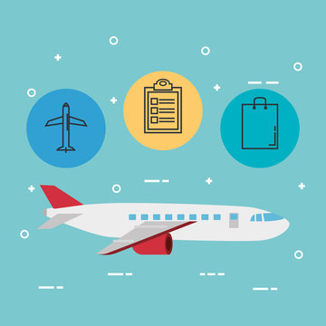 airplane with delivery service icons