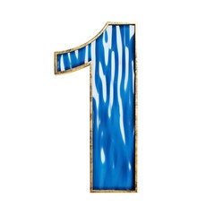 3d blue alphabet and numbers in glass and bronze material