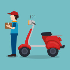 delivery service worker character with set icons