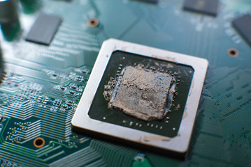 Graphics chip with thermal grease close up