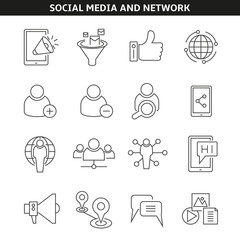 social media and network icons in line style