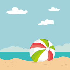 Fototapeta na wymiar beach landscape with balloon plastic scene
