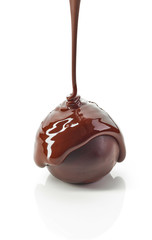 Chocolate truffle with melted chocolate