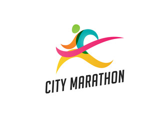 Run icon, symbol, marathon poster and logo