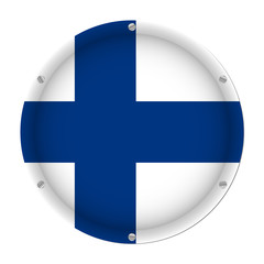 round metallic flag of Finland with screws