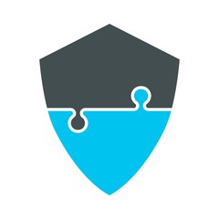 Vector shield. Puzzle protection shield icon, logo.