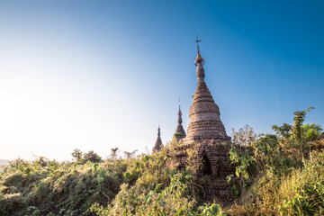 Buddha temple in the sunset dawn