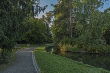 Pond near Velke Losiny castle in summer morning