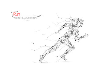 Abstract woman running away. Start sprint. Run. Vector illustration.